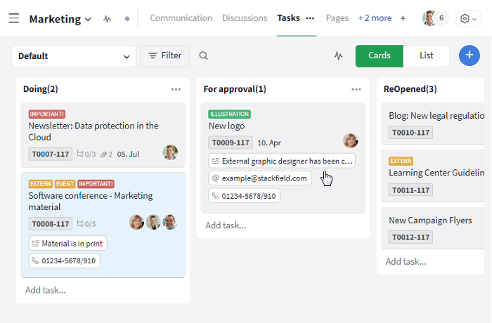 Example of custom fields